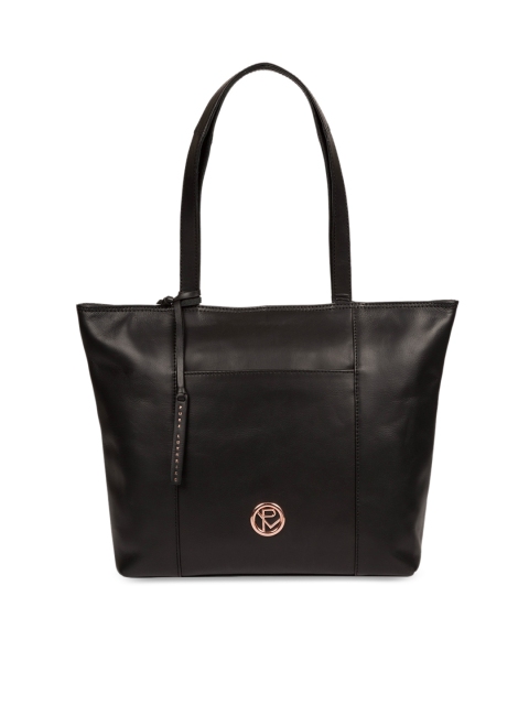 PURE LUXURIES LONDON Black Solid Genuine Leather Pimm Shoulder Bag