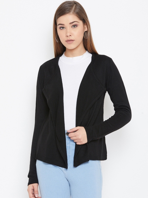Duke Women Black Solid Front-Open Sweater