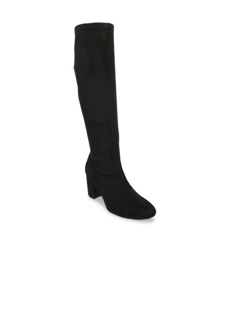 Flat n Heels Women Black Solid Heeled Boots