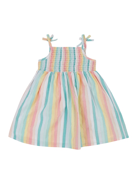 Pantaloons Baby Girls Multicoloured Striped Fit and Flare Dress, Multi