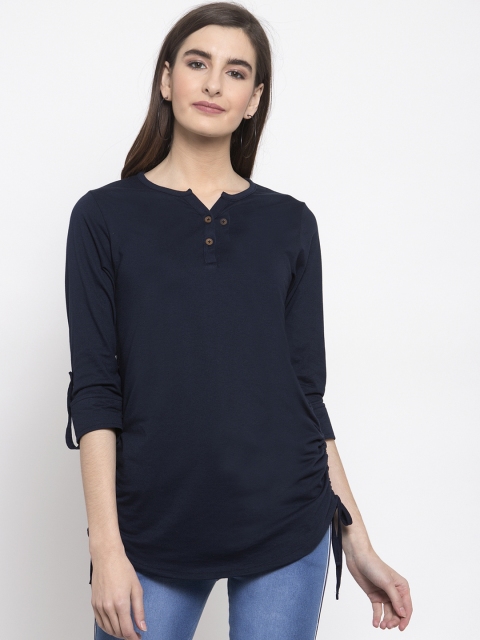 Kalt Women Navy Blue Solid Tunics