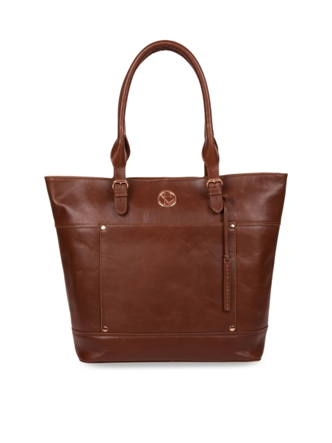 PURE LUXURIES LONDON Brown Solid Genuine Leather Monet Shoulder Bag