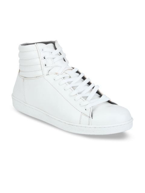Bond Street By Red Tape Men White Solid Synthetic Mid-Top Sneakers