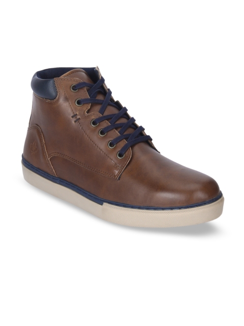 Bond Street By Red Tape Men Brown Solid Synthetic Mid-Top Sneakers