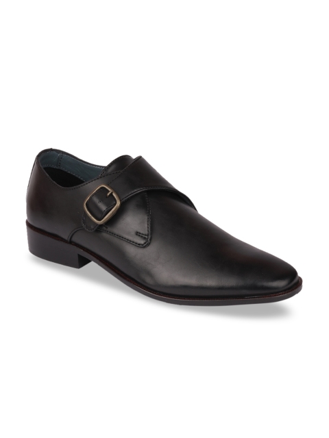 Franco Leone Men Black Solid Formal Monk Shoes