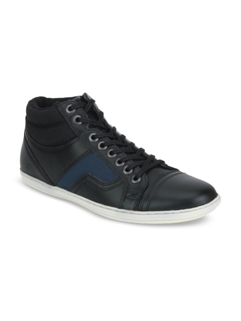 Bond Street By Red Tape Men Black Colourblocked Synthetic Mid-Top Sneakers