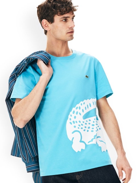 Lacoste Men Blue Printed Round Neck T-shirt