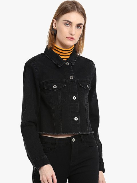 FOSH Women Black Solid Denim Jacket
FOSH Women Black Solid Denim Jacket