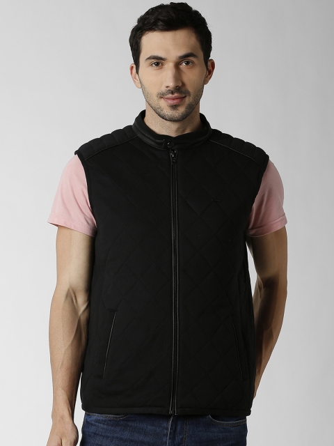 Peter England Casuals Men Black Solid Bomber