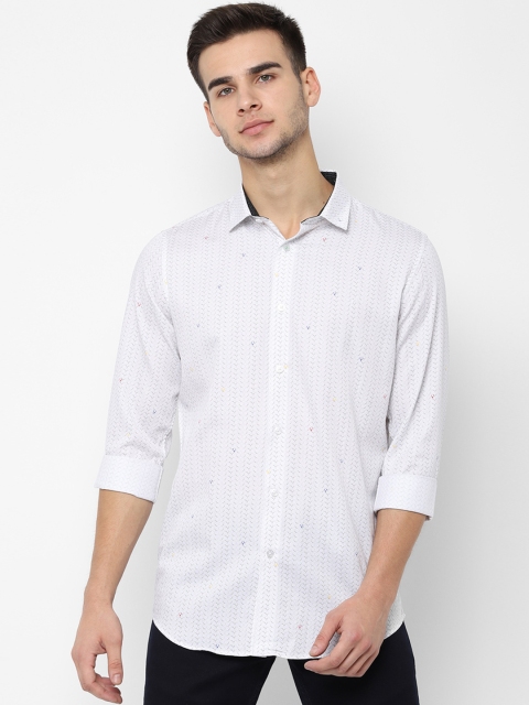 Allen Solly Men White Slim Fit Printed Casual Shirt