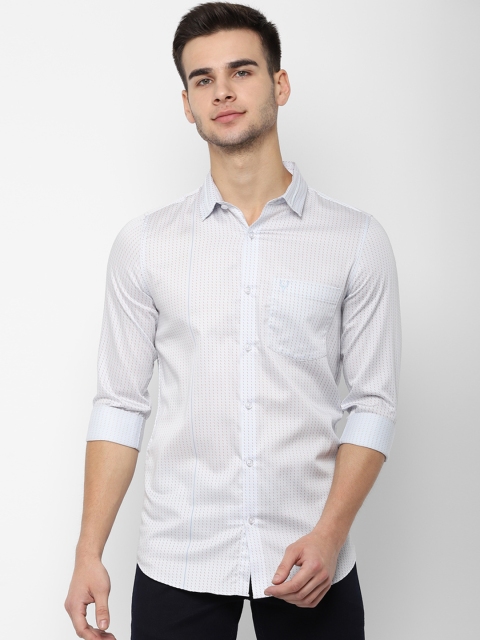 Allen Solly Men White & Maroon Slim Fit Printed Casual Shirt