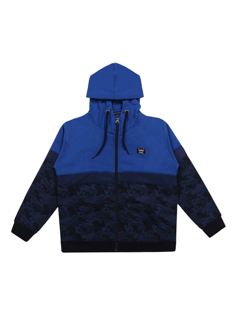 Lil Tomatoes Boys Navy Blue Printed Hooded Sweatshirt