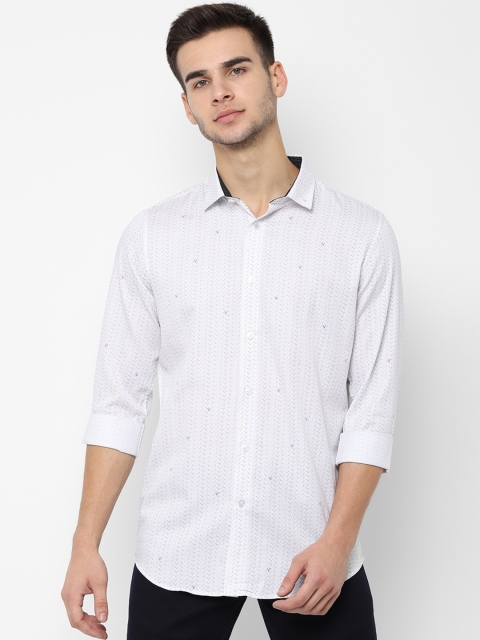 Allen Solly Men White Slim Fit Printed Casual Shirt