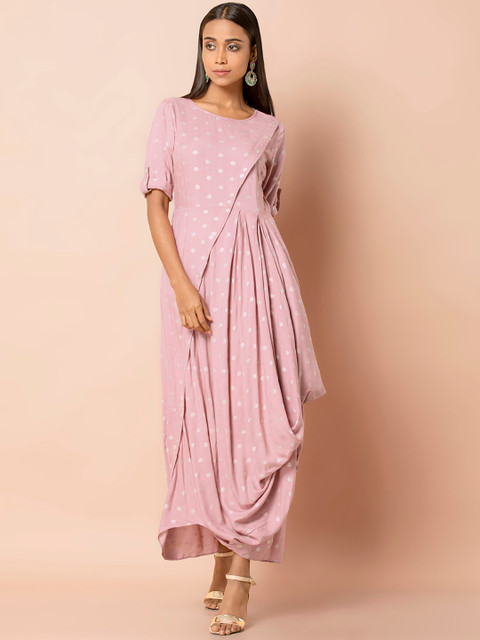 INDYA Women Pink & Silver-Coloured Printed Ethnic Maxi Dress
INDYA Women Pink & Silver-Coloured Printed Ethnic Maxi Dress