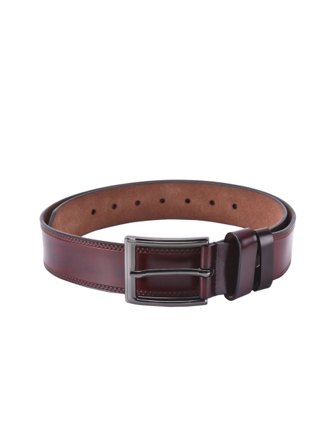 BuckleUp Men Burgundy Solid Wide Belt