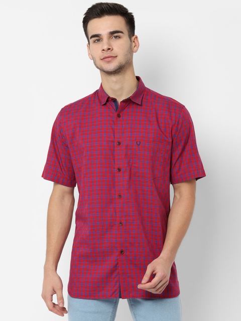Allen Solly Men Red & Blue Slim Fit Checked Casual Shirt