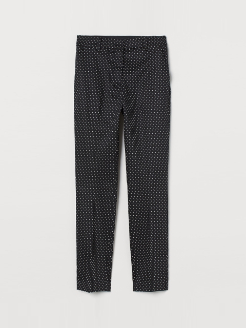 H&M Women Black Printed Cigarette Trousers