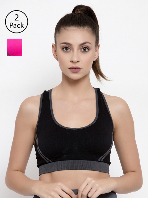 Friskers Pack of 2 Solid Non-Wired Lightly Padded Sports Bras O-3606-01-07-30B, Black
Friskers Pack of 2 Solid Non-Wired Lightly Padded Sports Bras O-3606-01-07-30B, Black