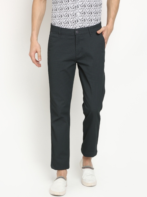 Crocodile Men Teal Green Slim Fit Solid Chinos
