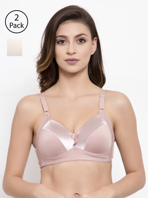 Friskers Pack of 2 Solid Underwired Lightly Padded Everyday Bras O-707-21-28-34B, Beige