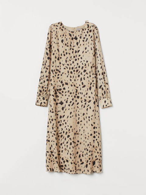H&M Women Beige Patterned Dress