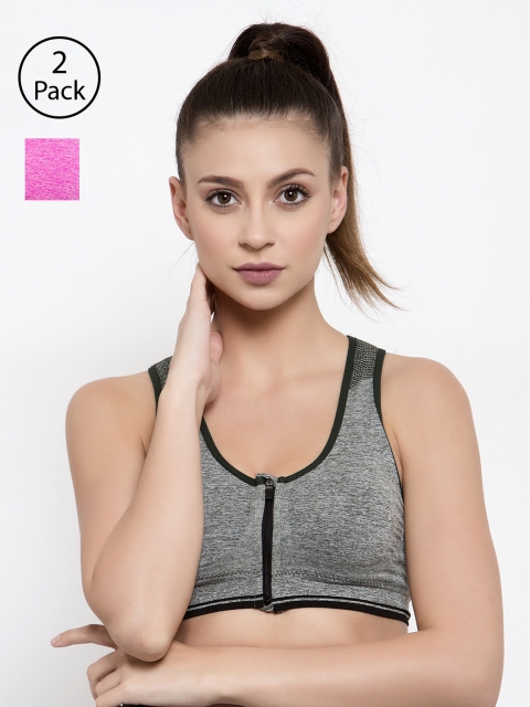 Friskers Pack of 2 Solid Non-Wired Lightly Padded Sports Bras O-3608-04-10, Grey melange
Friskers Pack of 2 Solid Non-Wired Lightly Padded Sports Bras O-3608-04-10, Grey melange