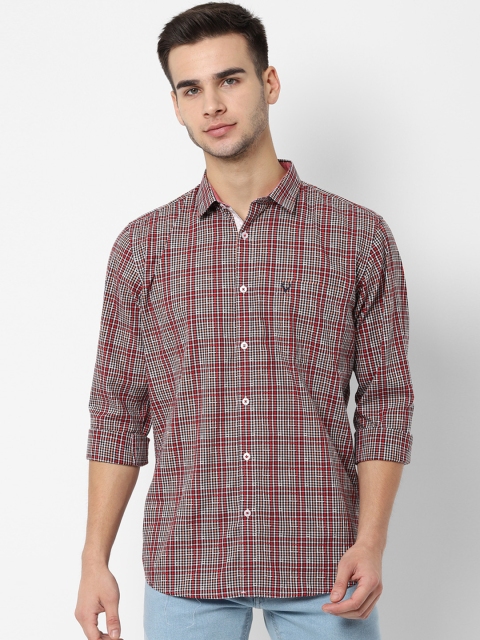 Allen Solly Men Red & Grey Slim Fit Checked Casual Shirt