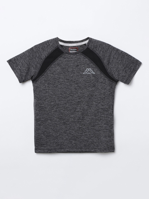 Kappa Boys Charcoal Grey Solid Round Neck T-shirt