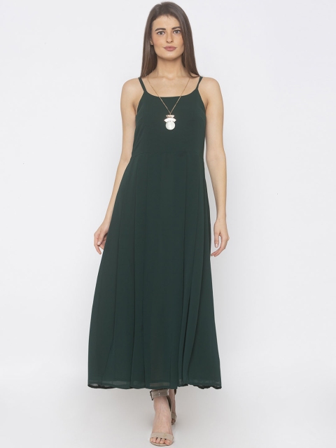 Iti Women Green Solid Maxi Dress
