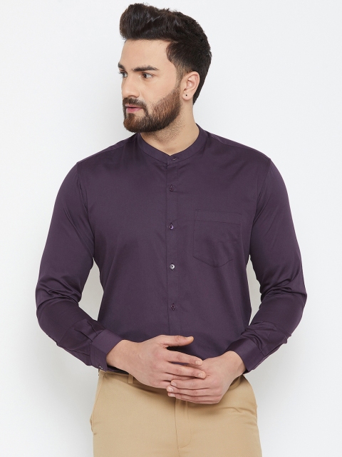 Canary London Men Purple Smart Slim Fit Solid Formal Shirt