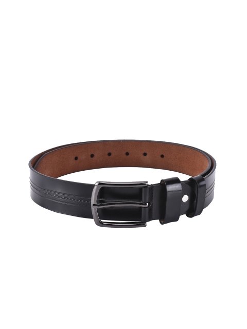 BuckleUp Men Black Solid Leather Belt