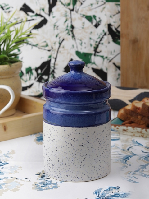 VarEesha Blue & White Ceramic 1000 ml Food Container