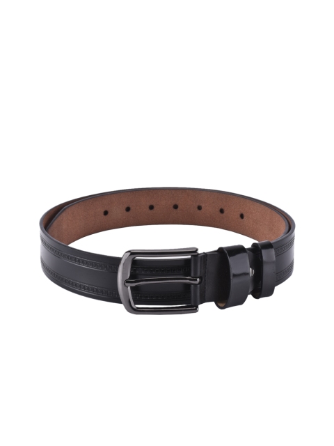 BuckleUp Men Black Solid Leather Belt