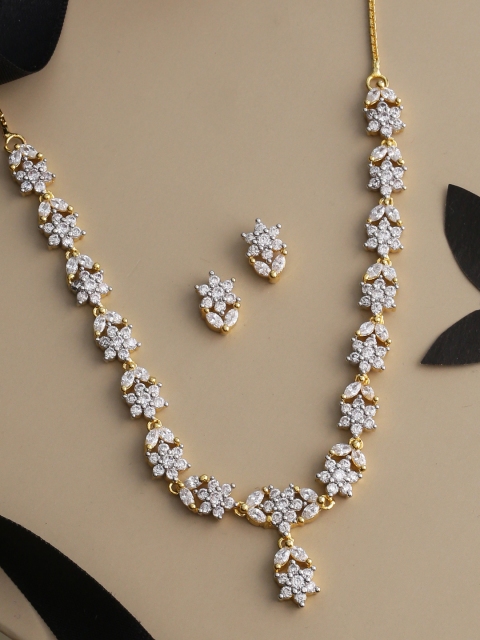 Tistabene Gold-Plated White Stone Studded Jewellery Set