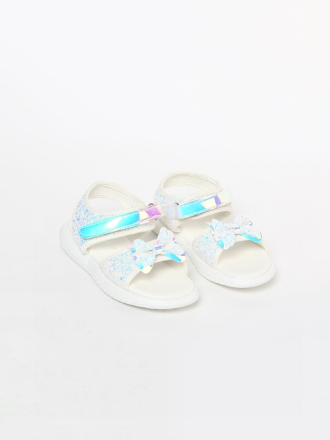 Fame Forever by Lifestyle Girls White Embellished Open Toe Flats