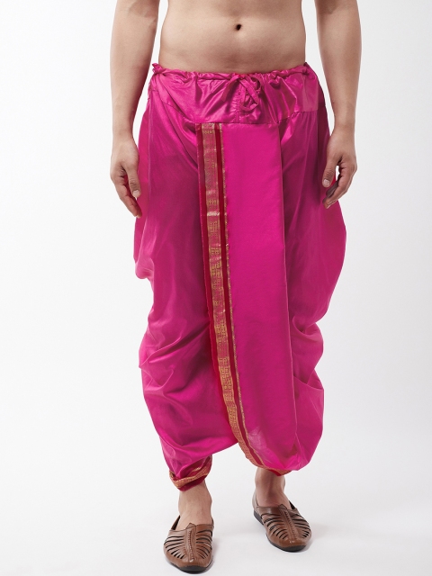 SOJANYA Men Magenta Solid Stitched Dhoti