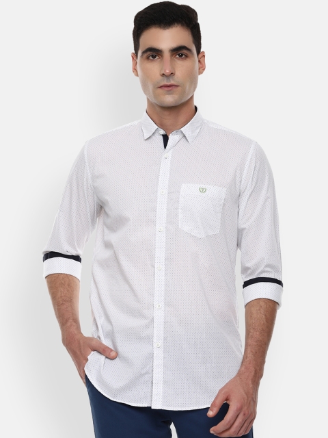 Van Heusen Sport Men White Slim Fit Printed Casual Shirt