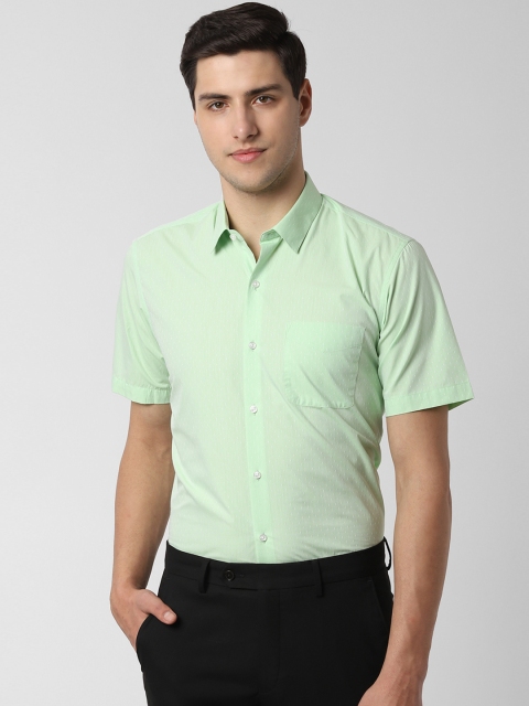 Peter England Men Green Regular Fit Self Design Formal Shirt
