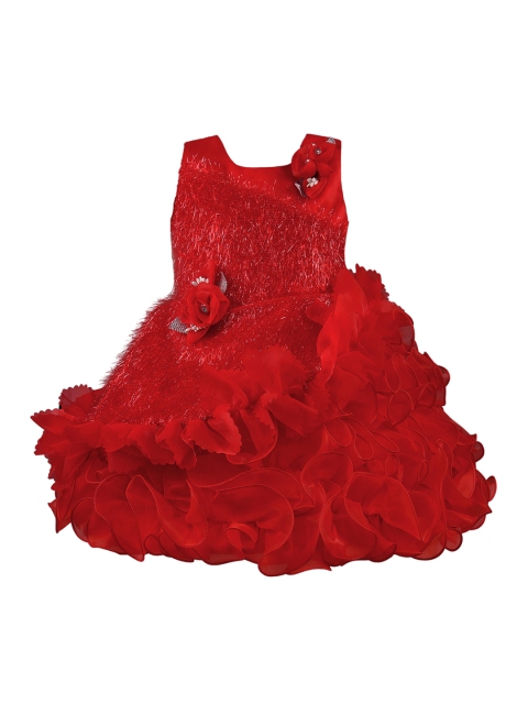 Wish Karo Girls Red Solid Fit and Flare Dress