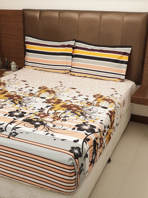 GRES HOME White & Peach-Coloured Floral 210 TC 1 King Bedsheet with 2 Pillow Covers
GRES HOME White & Peach-Coloured Floral 210 TC 1 King Bedsheet with 2 Pillow Covers