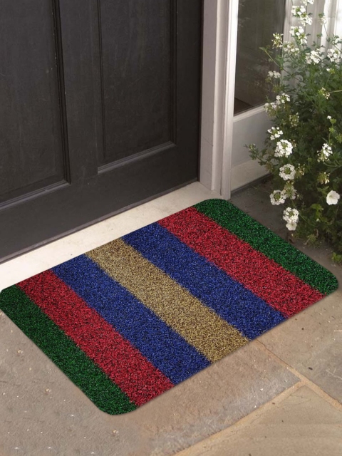 Athom Trendz Red & Blue Striped Anti-Skid Doormat