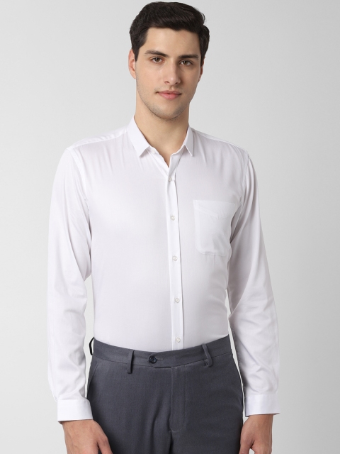 Peter England Men White Regular Fit Solid Formal Shirt