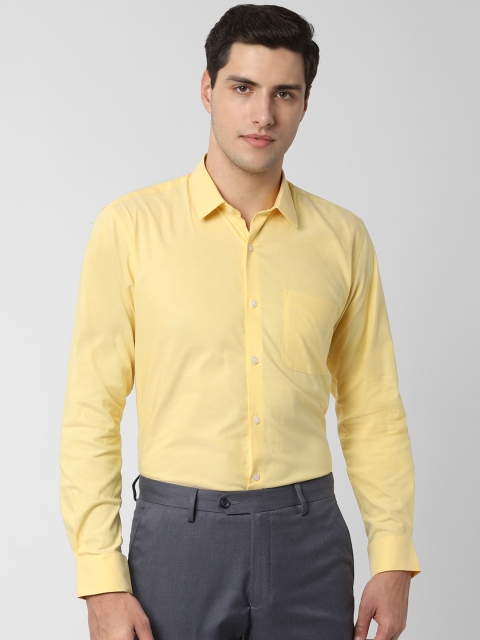 Peter England Men Yellow Regular Fit Solid Formal Shirt