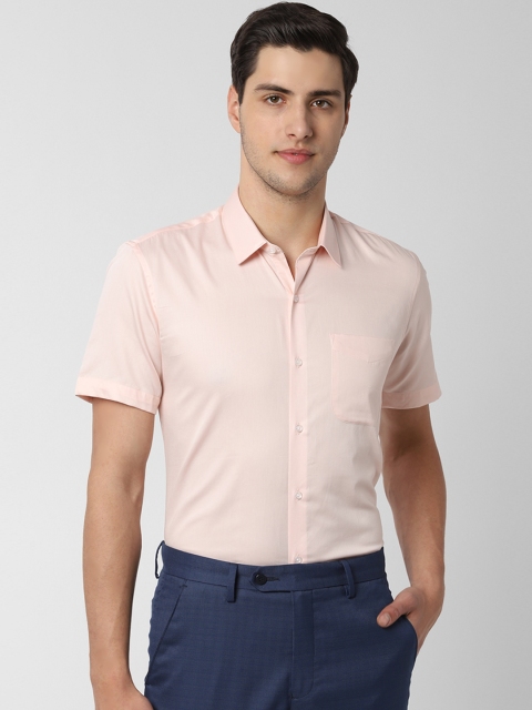 Peter England Men Peach-Coloured Slim Fit Solid Formal Shirt