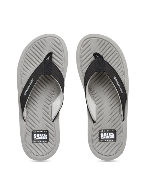 Solethreads Men Grey & Black Solid Thong Flip-Flops