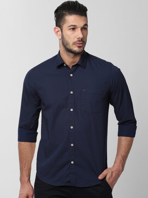 Peter England Casuals Men Navy Blue Slim Fit Printed Casual Shirt
