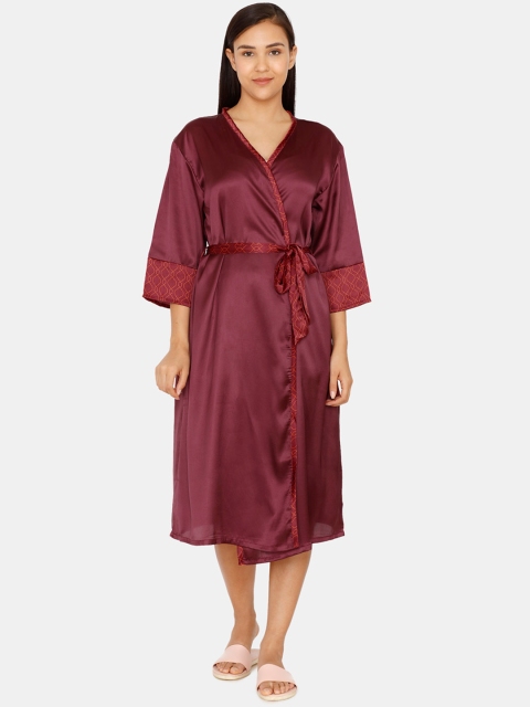 Zivame Maroon Solid Robe ZI601MFASHA
