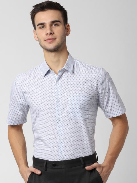 Peter England Men Blue Regular Fit Printed Formal Shirt