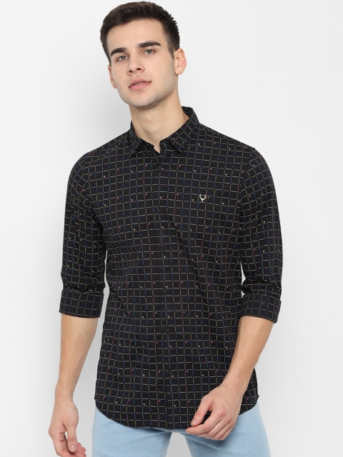 Allen Solly Sport Men Black Blue Regular Fit Checked Casual Shirt