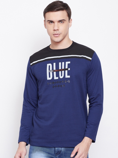 Duke Men Blue Printed Round Neck T-shirt